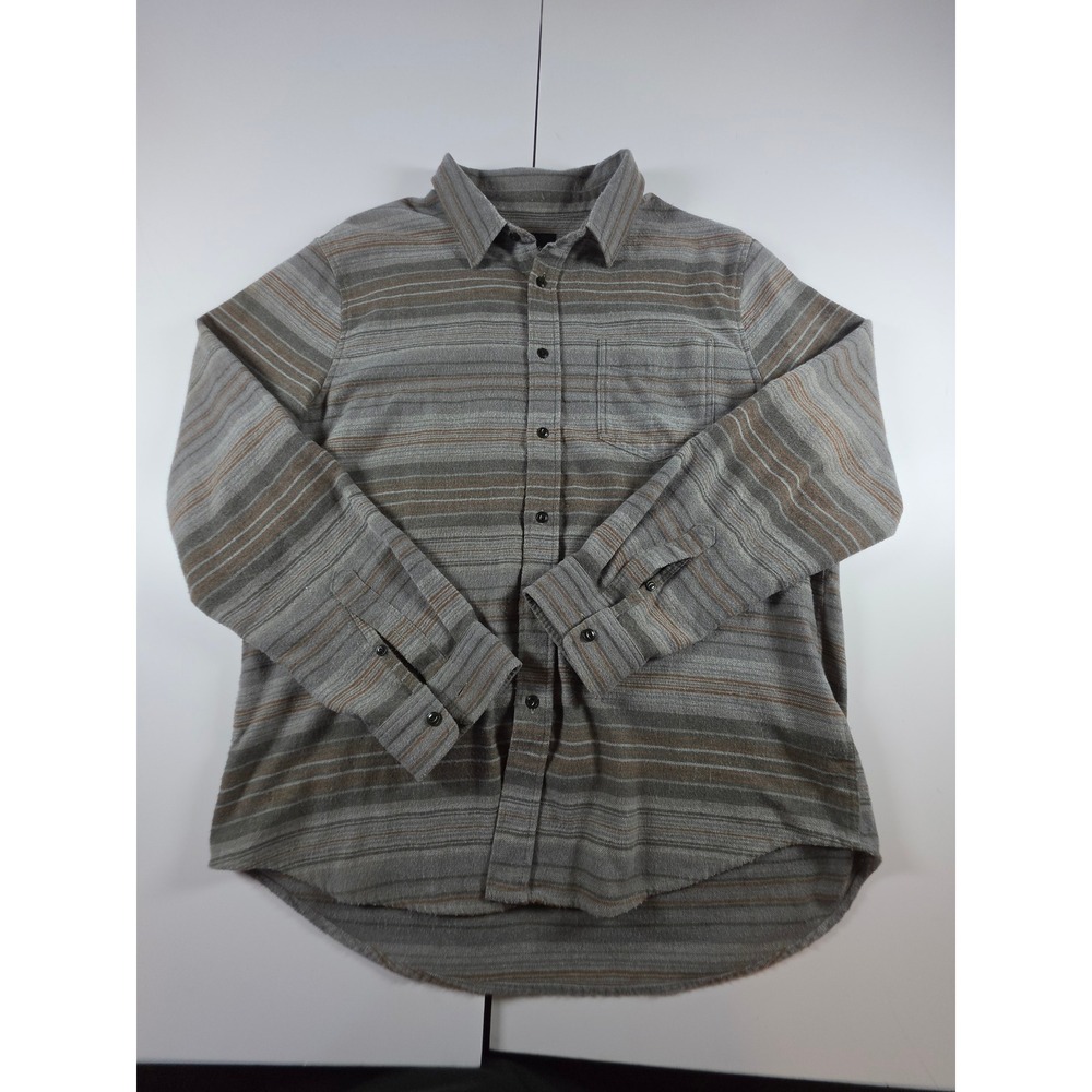 Rails Super Soft Flannel Striped Gray Button Shirt sz L Seaweed Moss Coastal - Picture 2 of 9